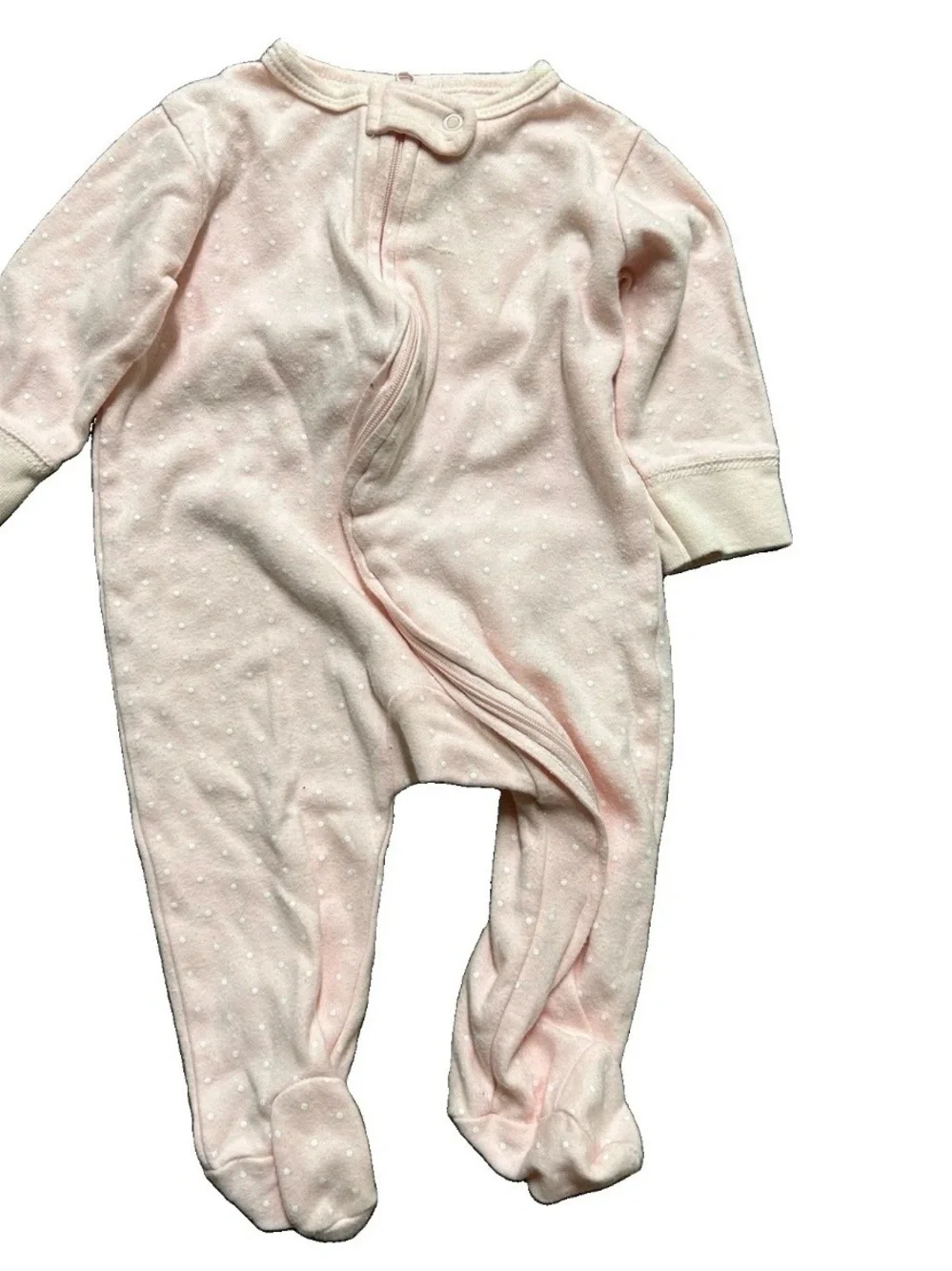 Baby Girl Footie Pajamas Pink Bunnies Flowers Size 6-9 Months